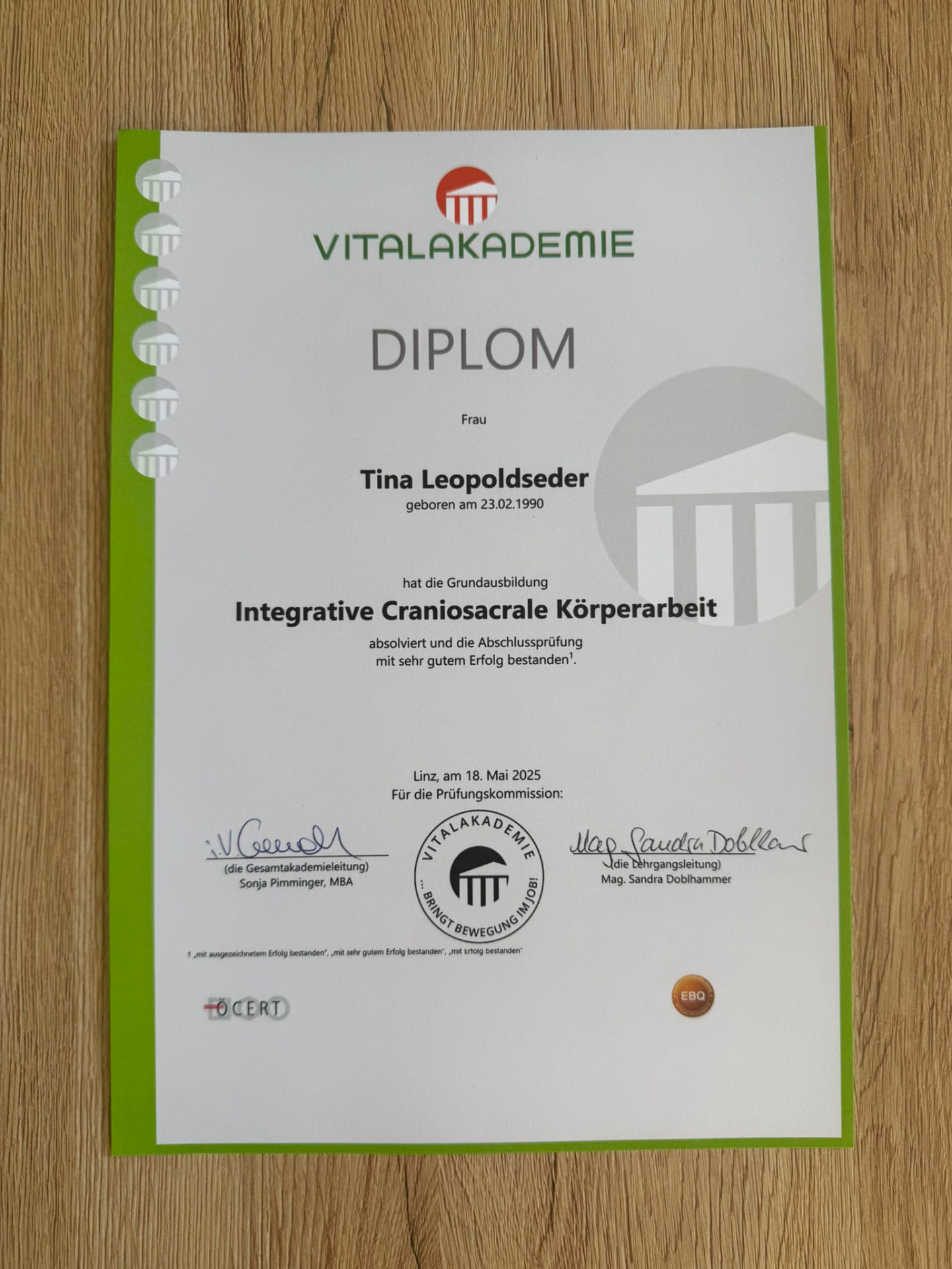 Diplom Integrative Craniosacrale Körperarbeit, Vitalakademie Linz